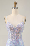 Blue Appliqued Bodycon Corset Homecoming Dress with Sequins