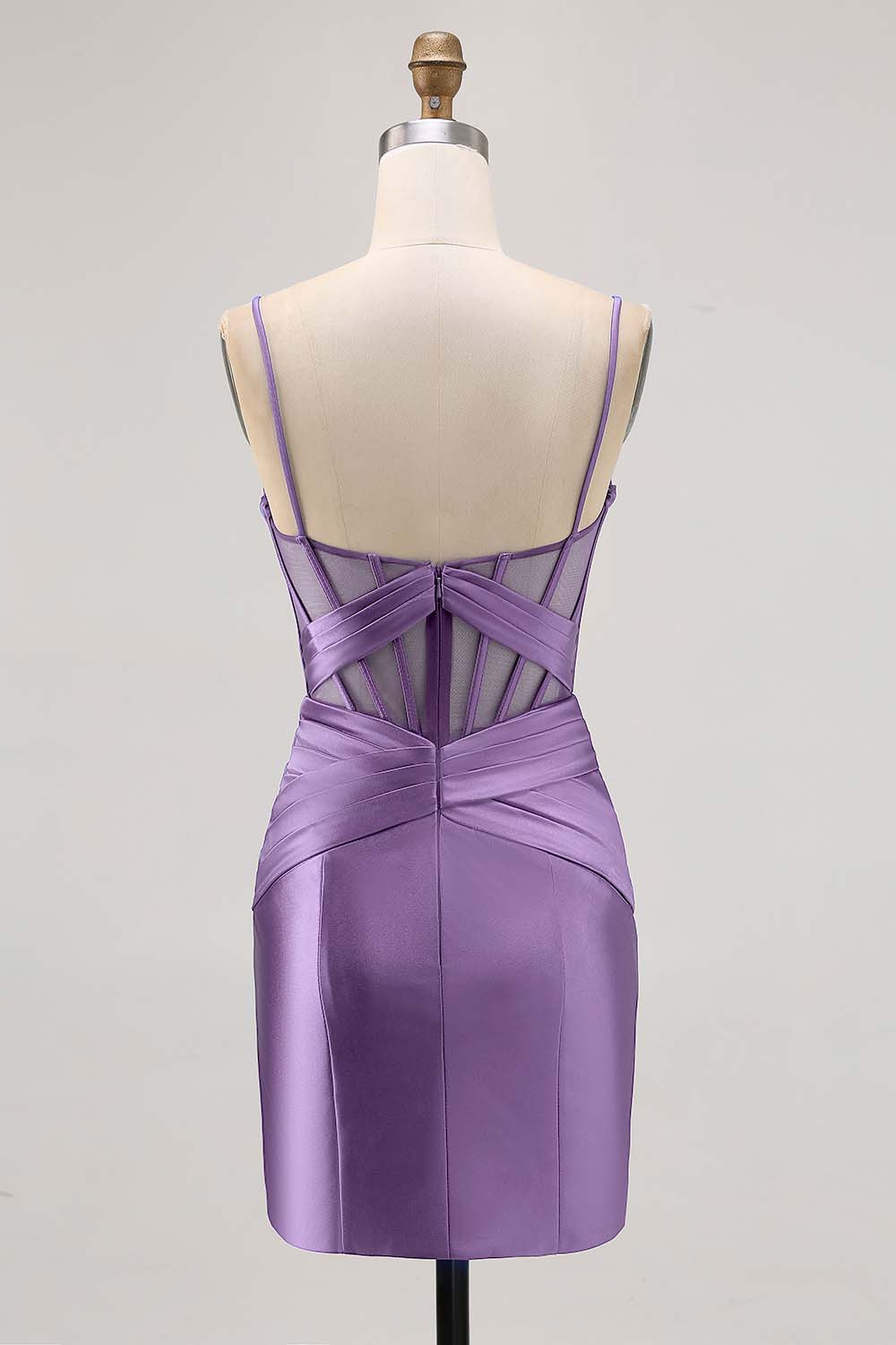 Royal Blue Sheer Corset Satin Tight Homecoming Dress with Slit