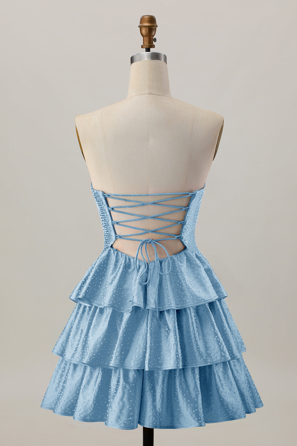 Orange Cut Out Tiered A Line Strapless Homecoming Dress with Beading