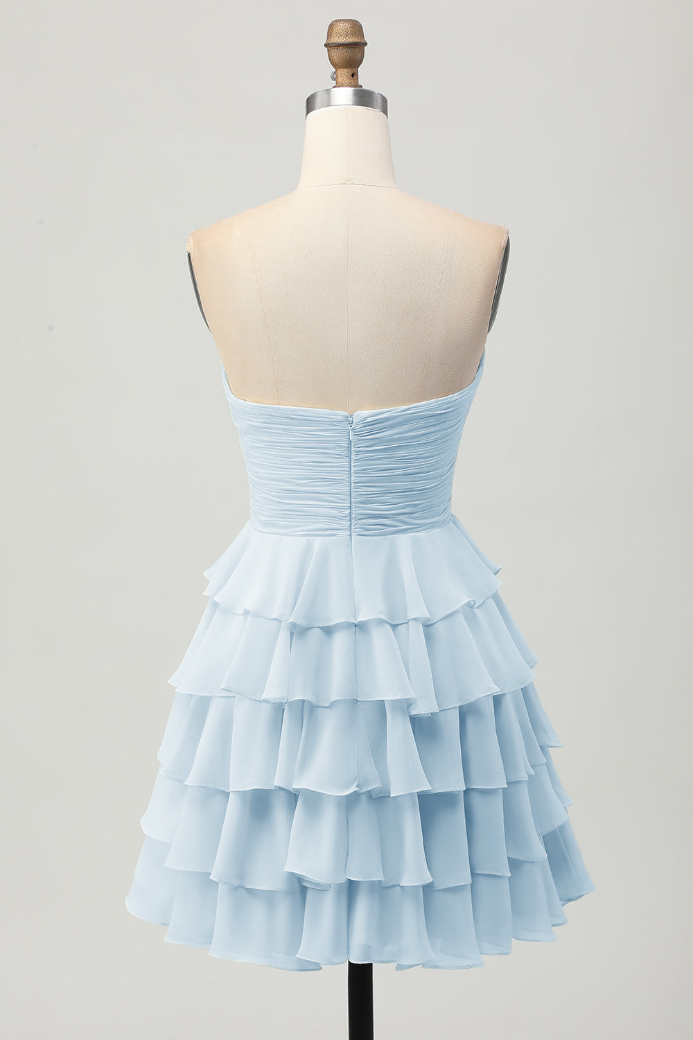 Yellow A Line Tiered Strapless Homecoming Dress with Bow