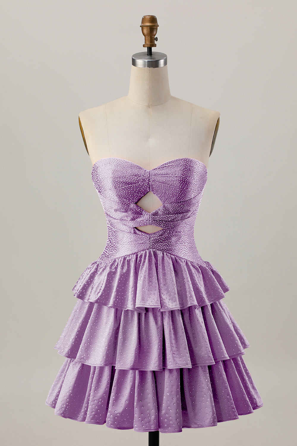 Orange Cut Out Tiered A Line Strapless Homecoming Dress with Beading