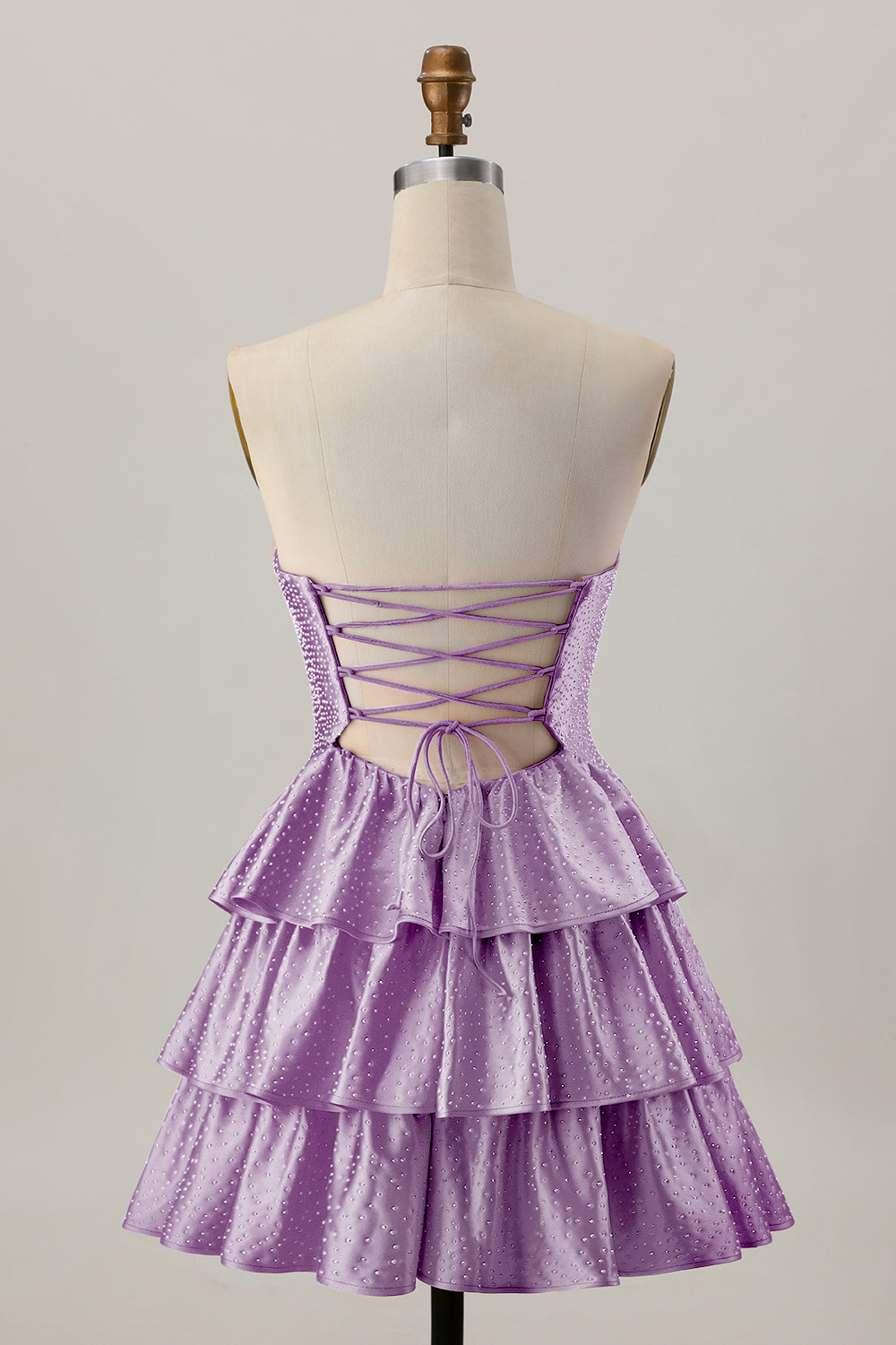 Orange Cut Out Tiered A Line Strapless Homecoming Dress with Beading