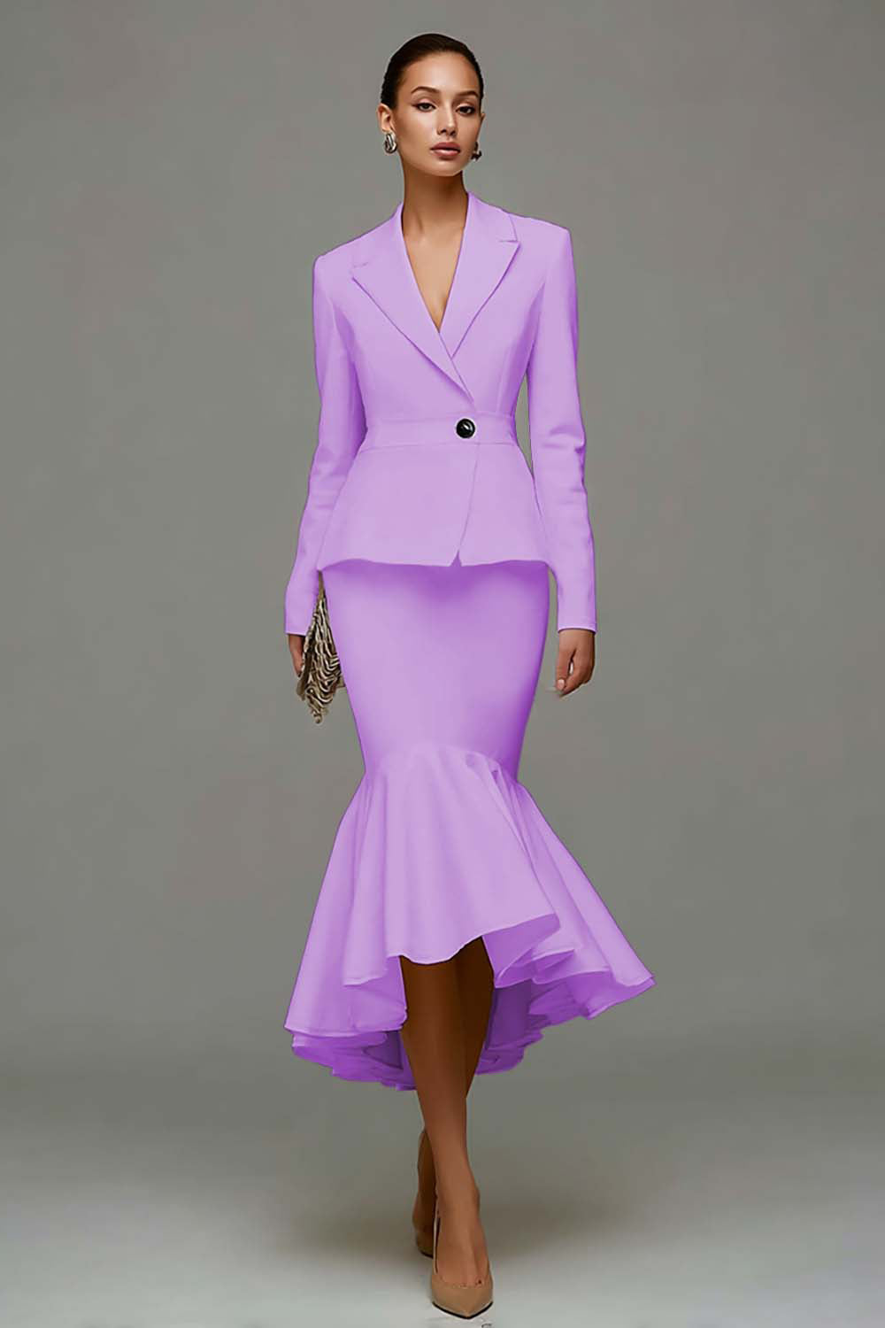 Mermaid Ivory 2 Piece Work Dress with Ruffles