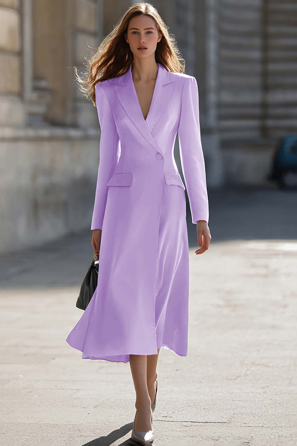 Sky Blue Peak Laplel Long Sleeve Midi Work Dress