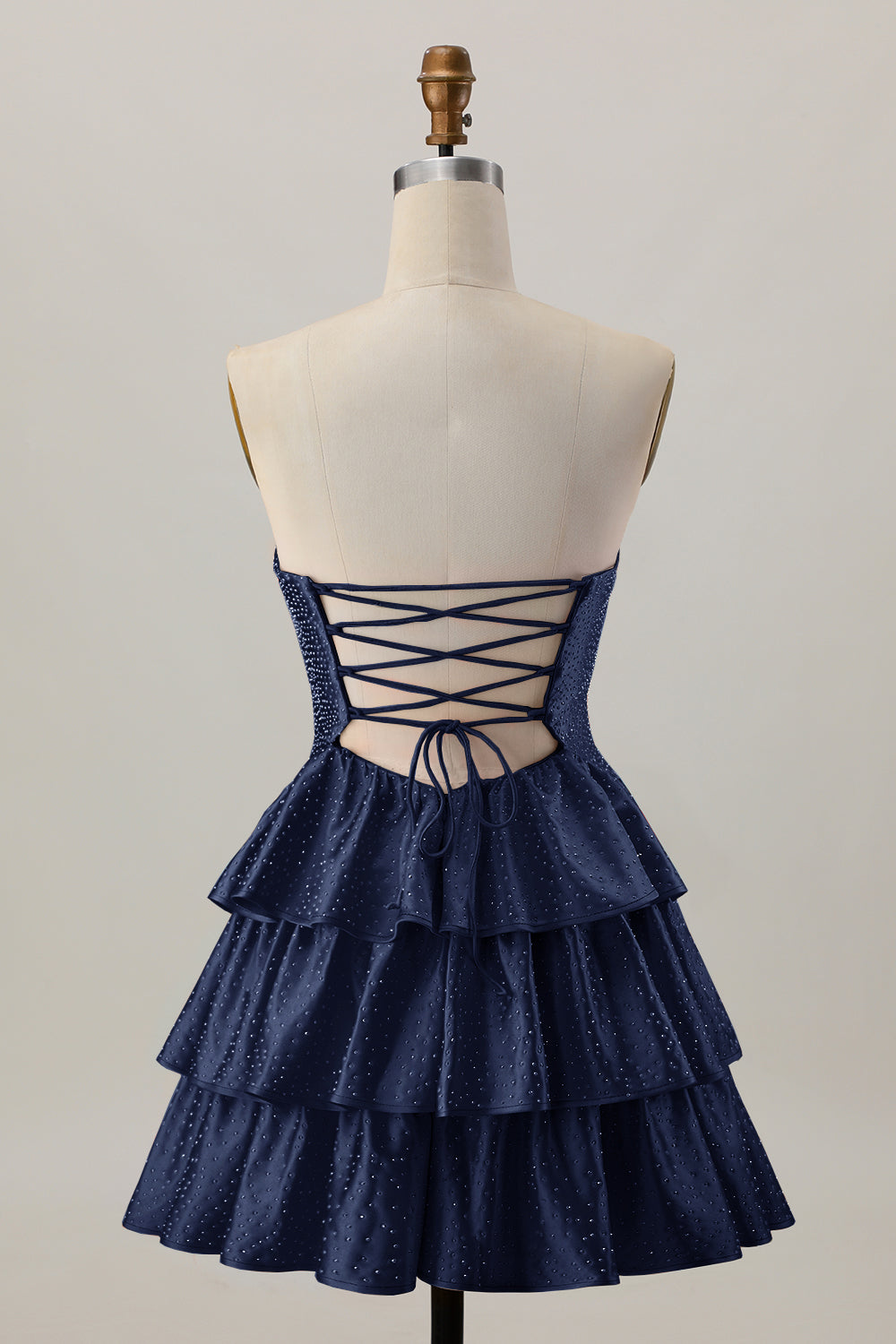 Orange Cut Out Tiered A Line Strapless Homecoming Dress with Beading