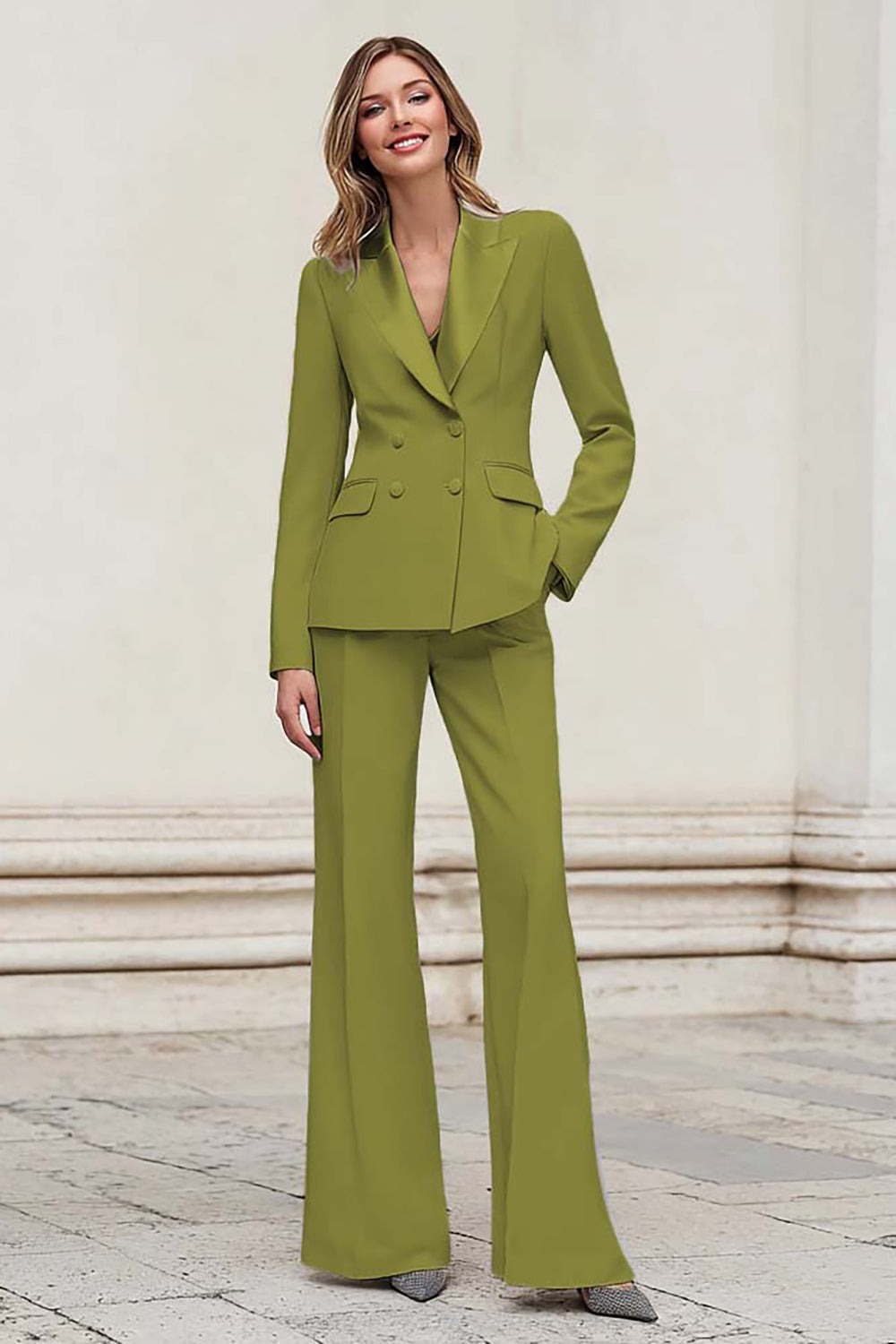 Silver Peak Lapel Double Breasted 2-Piece Women Suits