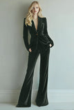 Dark Green Slim Fit 2-Piece Velevt Women Suits
