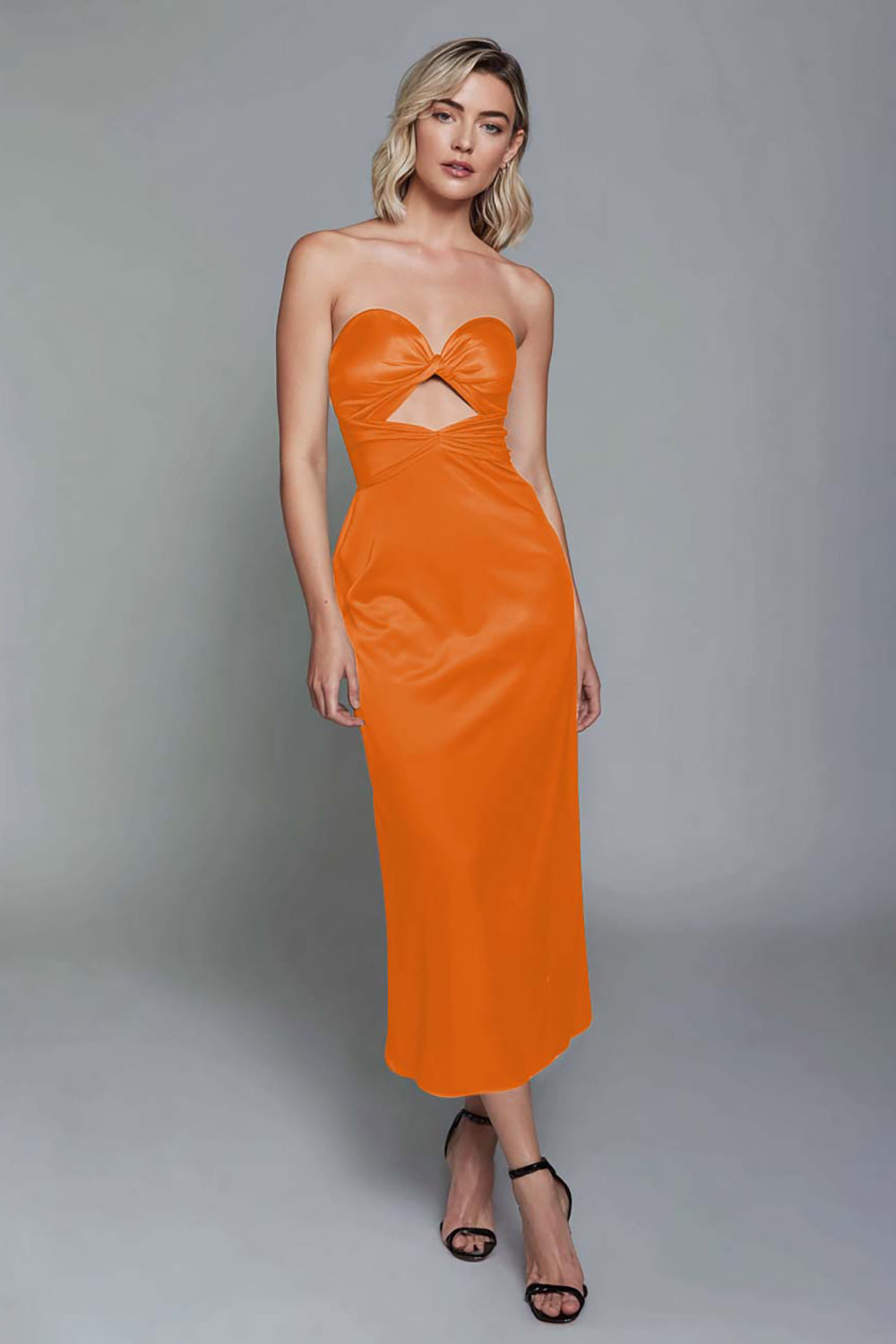 Sweetheart Dark Green Cut Out Sheath Midi Formal Dress