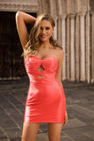 Bodycon Fuchsia Sweetheart Cut Out Beaded Homecoming Dress