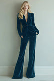 Dark Green Slim Fit 2-Piece Velevt Women Suits