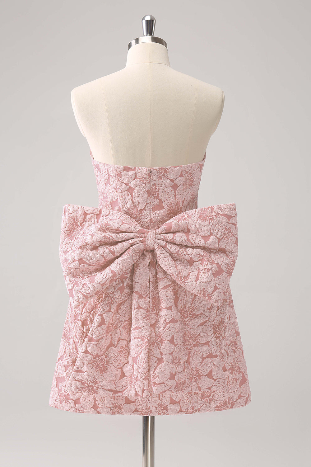 Light Yellow Strapless Floral A Line Homecoming Dress With Bow