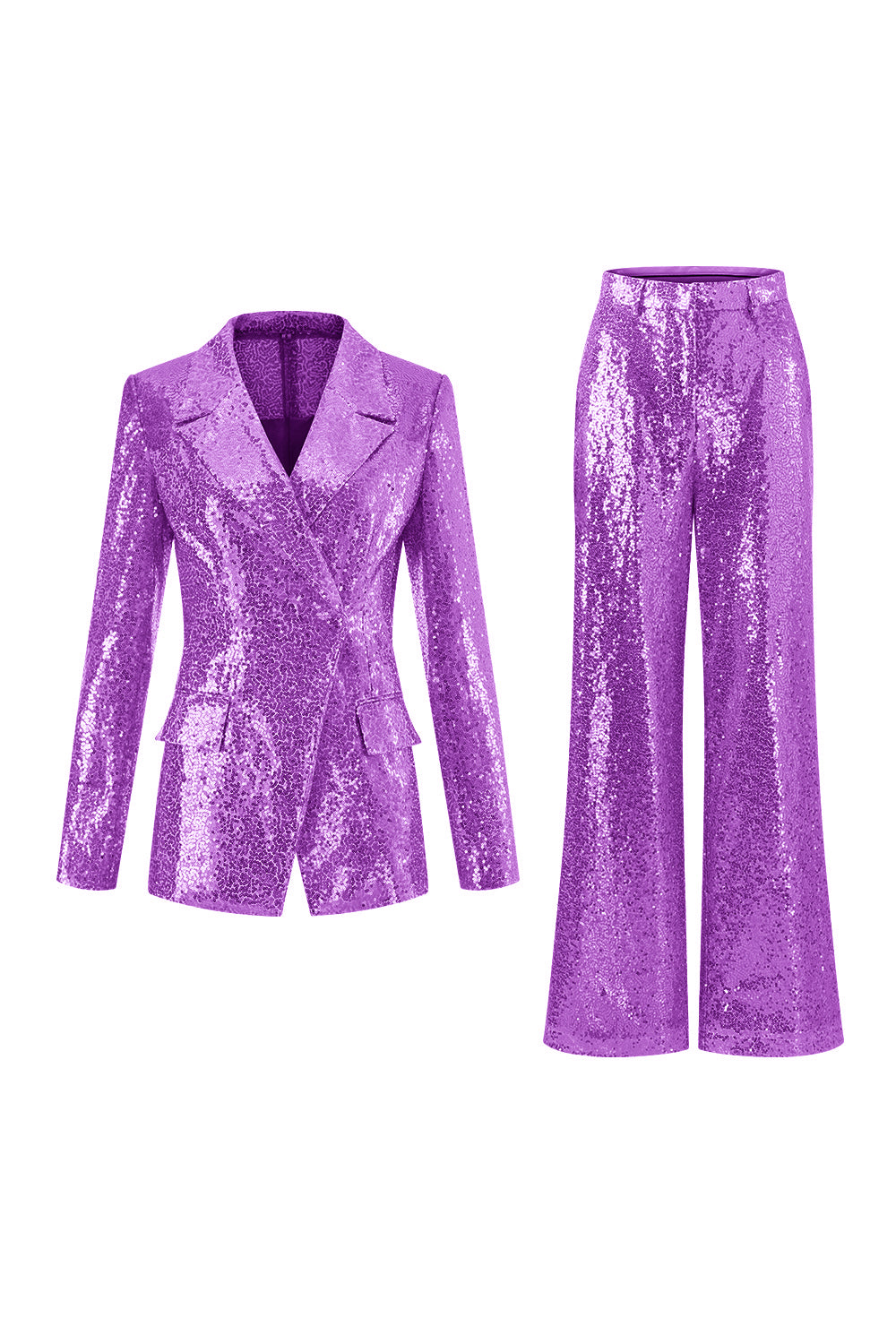 Sequin Golden 2-Piece Notched Lapel Prom Suit