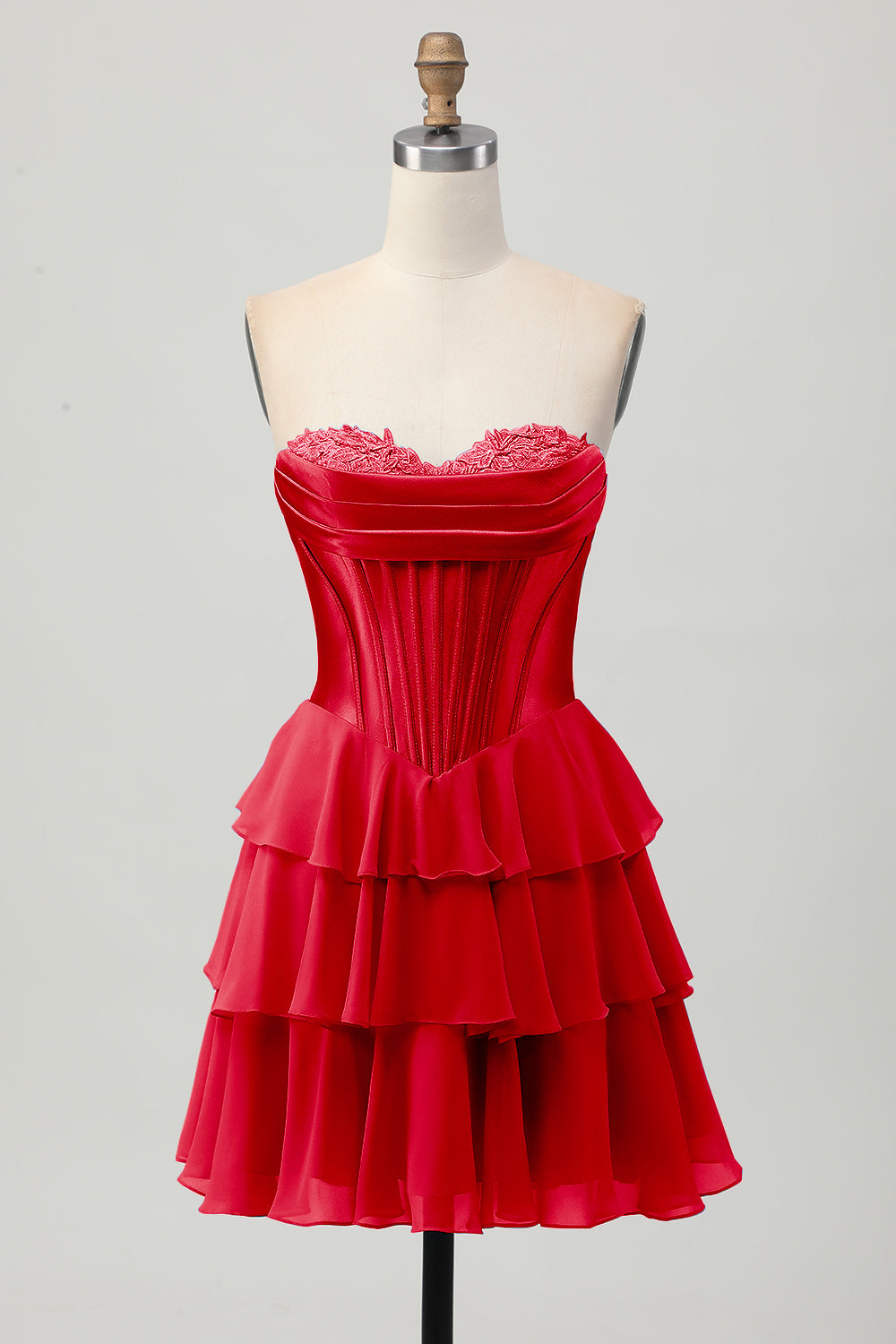 Strapless Corset A Line Tiered Yellow Homecoming Dress