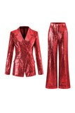 Sequin Golden 2-Piece Notched Lapel Prom Suit