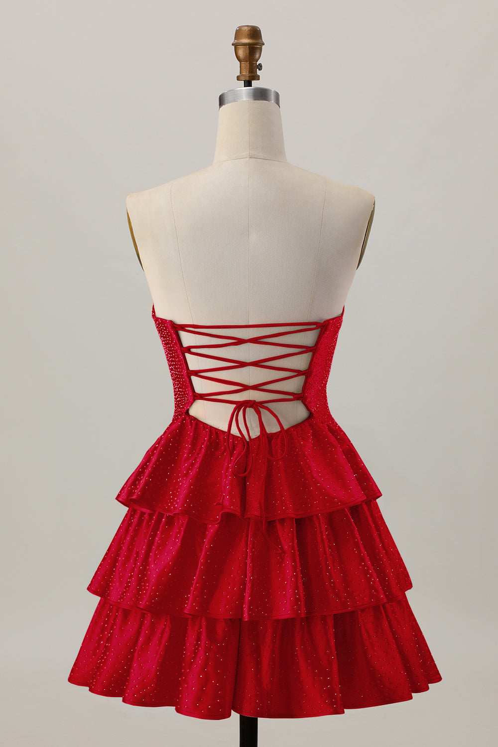 Orange Cut Out Tiered A Line Strapless Homecoming Dress with Beading