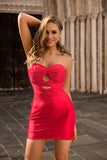 Bodycon Fuchsia Sweetheart Cut Out Beaded Homecoming Dress