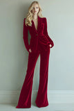 Dark Green Slim Fit 2-Piece Velevt Women Suits
