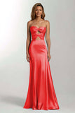 Sky Blue Strapless Cut Out Mermaid Satin Formal Dress