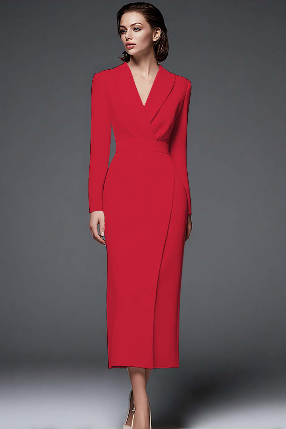 Ivory Sheath Work Dress With Long Sleeves