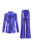 Sequin Golden 2-Piece Notched Lapel Prom Suit