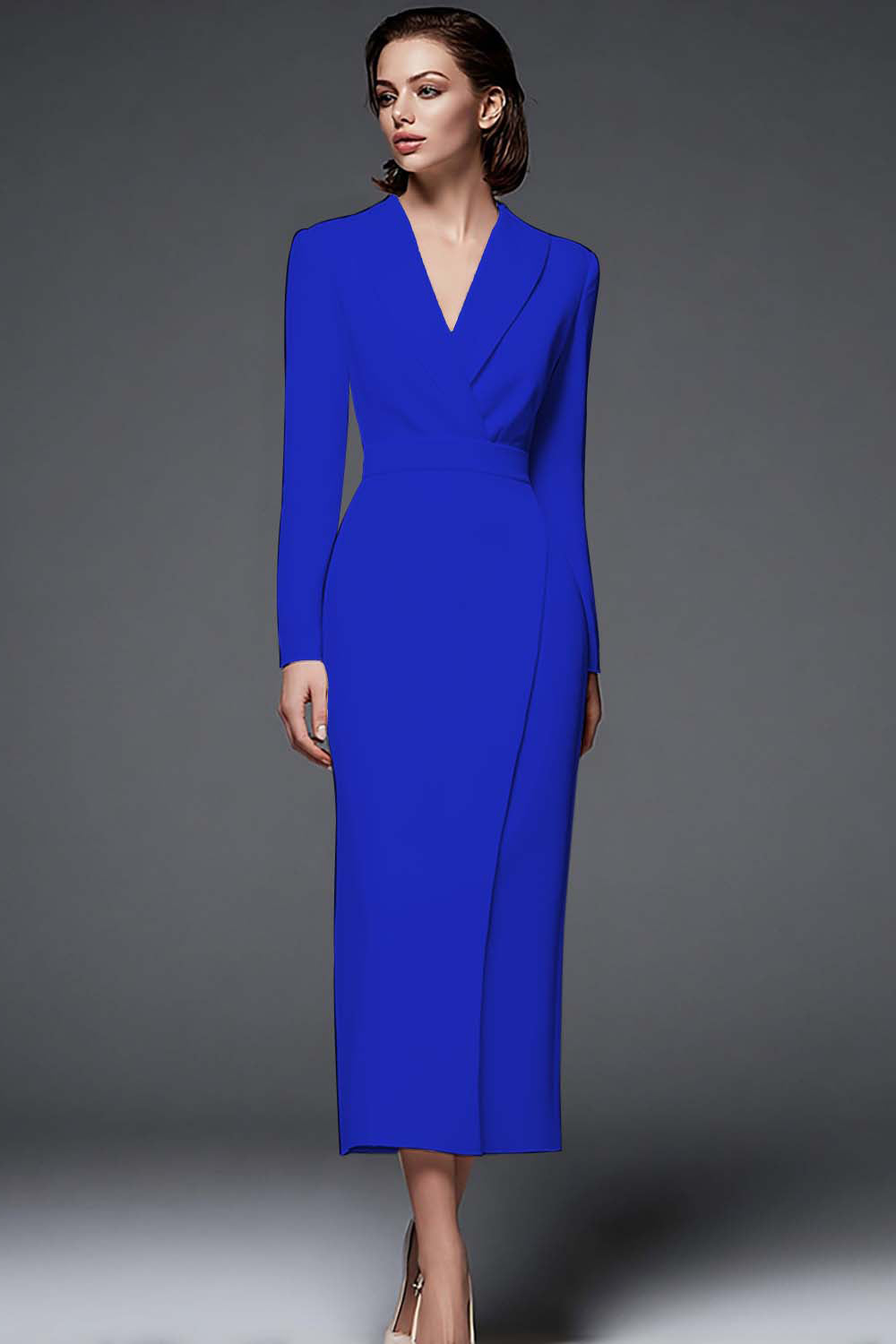 Ivory Sheath Work Dress With Long Sleeves