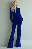 Dark Green Slim Fit 2-Piece Velevt Women Suits
