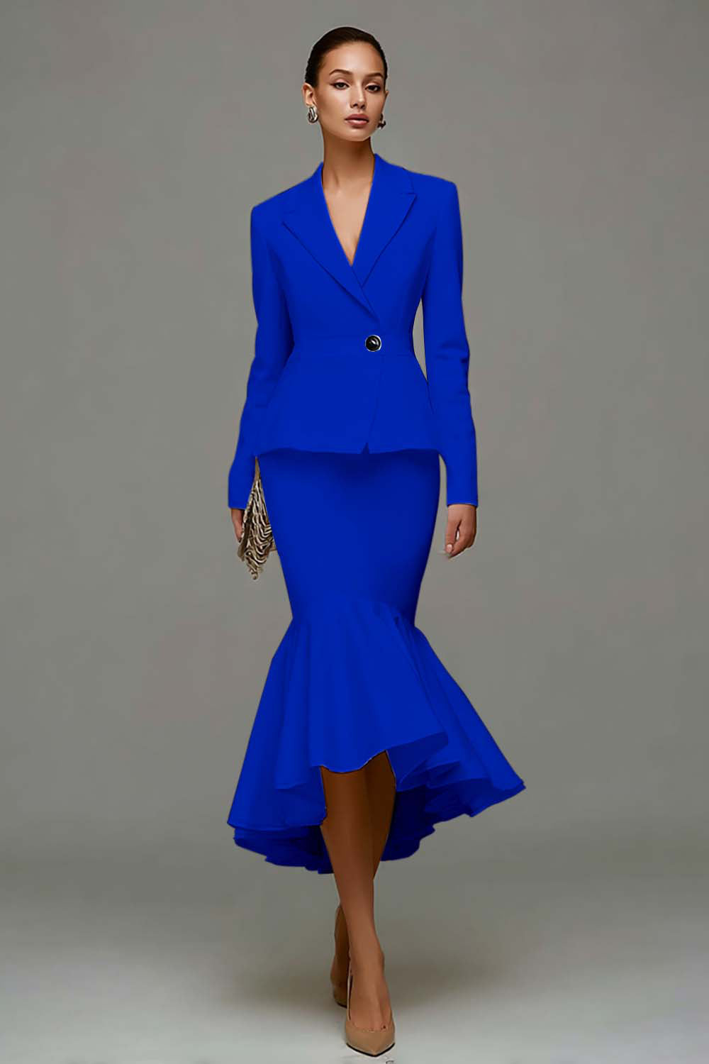 Mermaid Ivory 2 Piece Work Dress with Ruffles