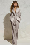White 2-Piece Notched Lapel Women Business Casual Suits