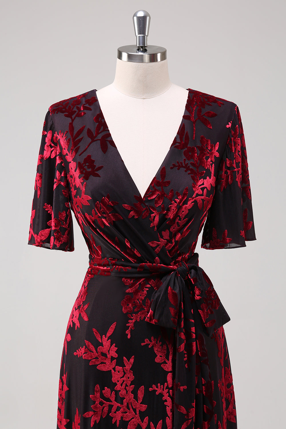Burnout Velvet Dark Green Wedding Guest Dress