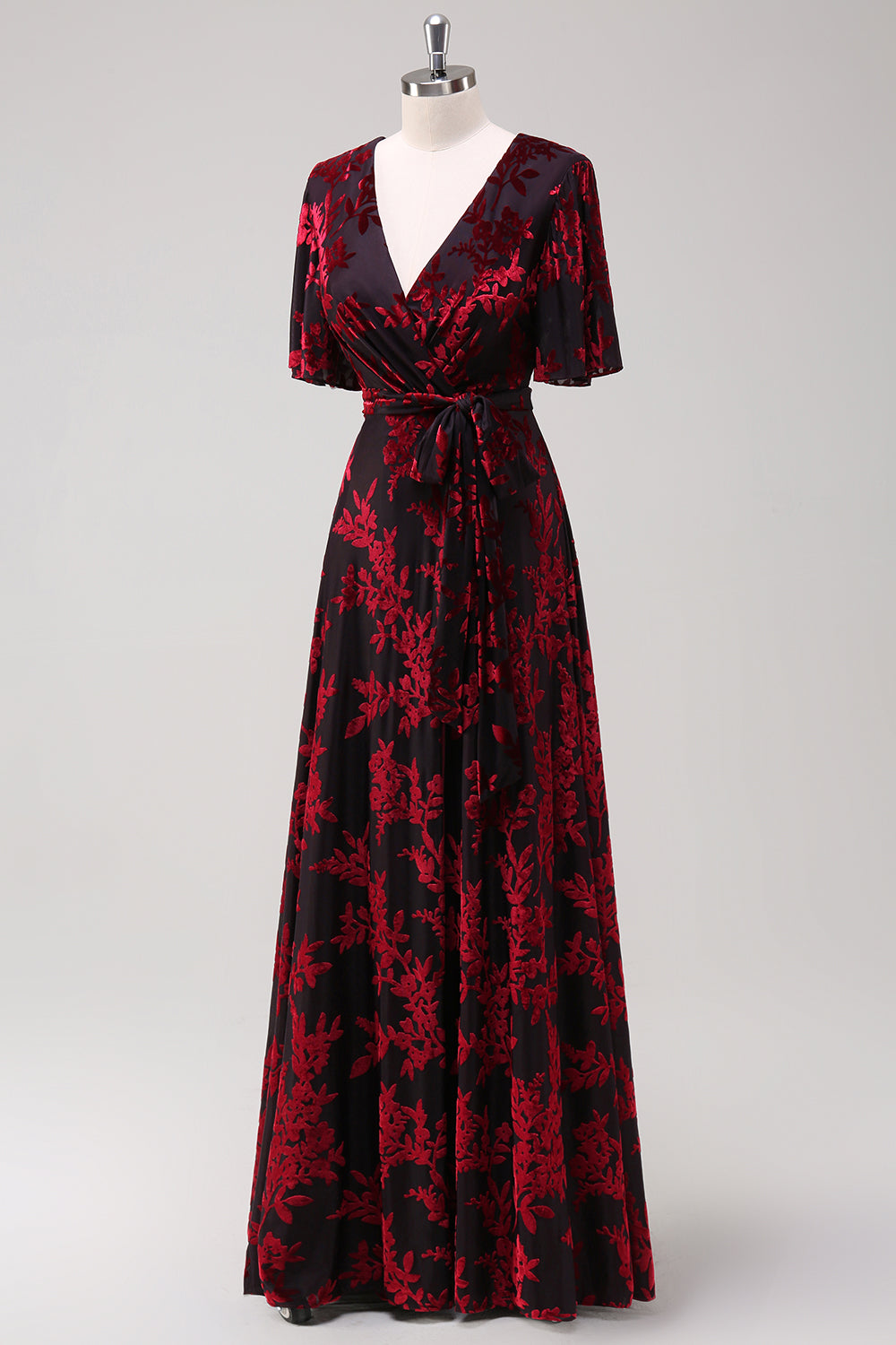 Burnout Velvet Dark Green Wedding Guest Dress