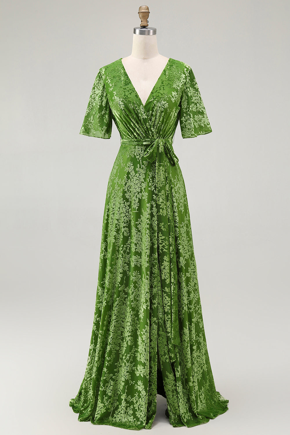 Burnout Velvet Dark Green Wedding Guest Dress