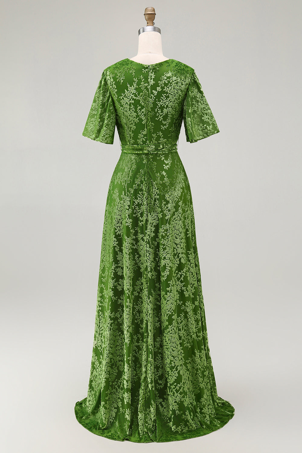 Burnout Velvet Dark Green Wedding Guest Dress