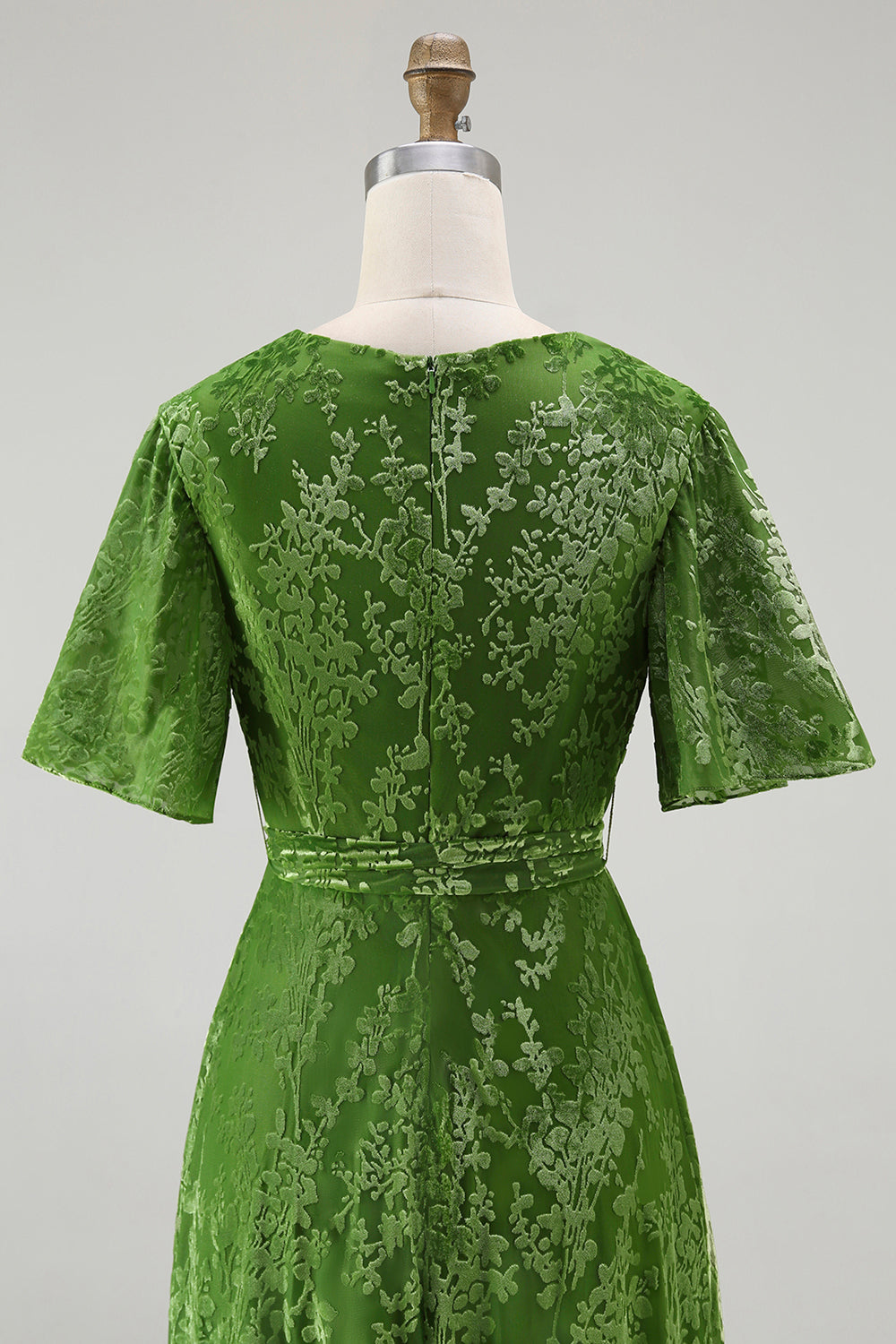 Burnout Velvet Dark Green Wedding Guest Dress