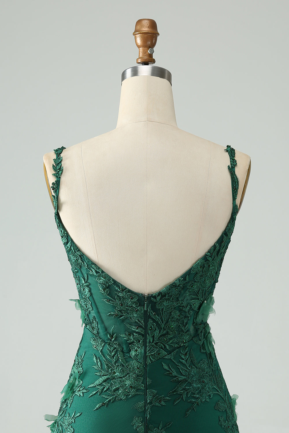 Dark Green Bodycon Spaghetti Straps Mini Dress with Appliques