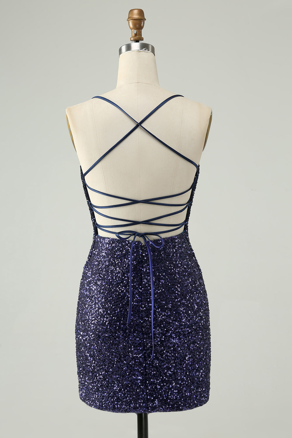 Sparkly Navy Sequins Tight Mini Dress With Fringes