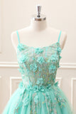 Sparkly Green A Line Corset Tulle Appliques Mini Dress
