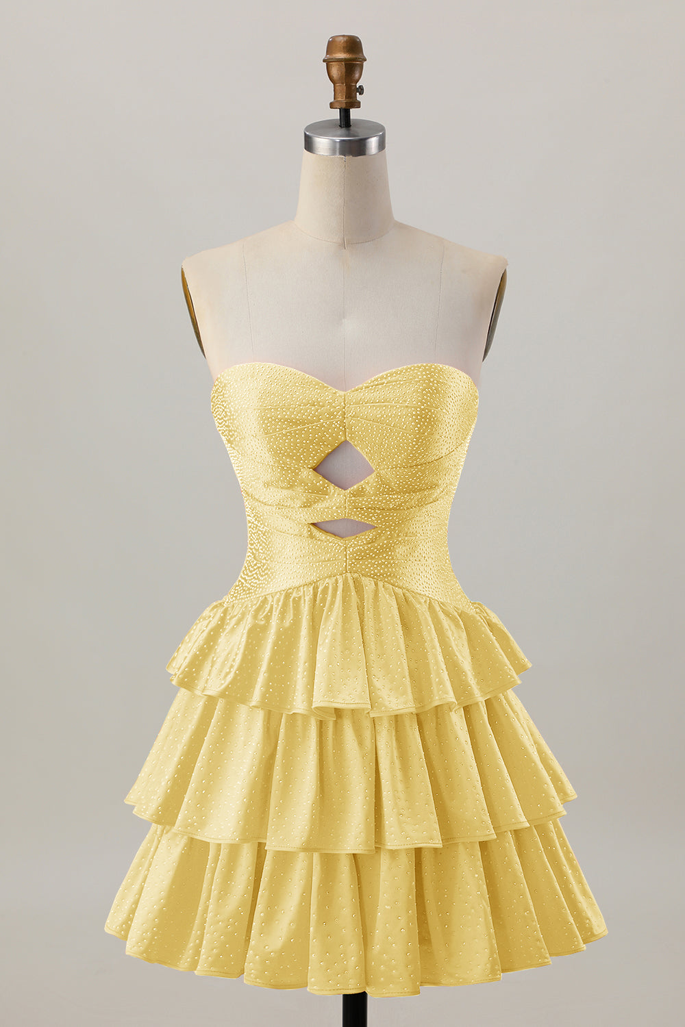 Orange Cut Out Tiered A Line Strapless Homecoming Dress with Beading