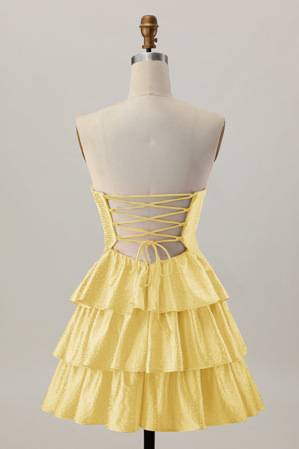 Orange Cut Out Tiered A Line Strapless Homecoming Dress with Beading