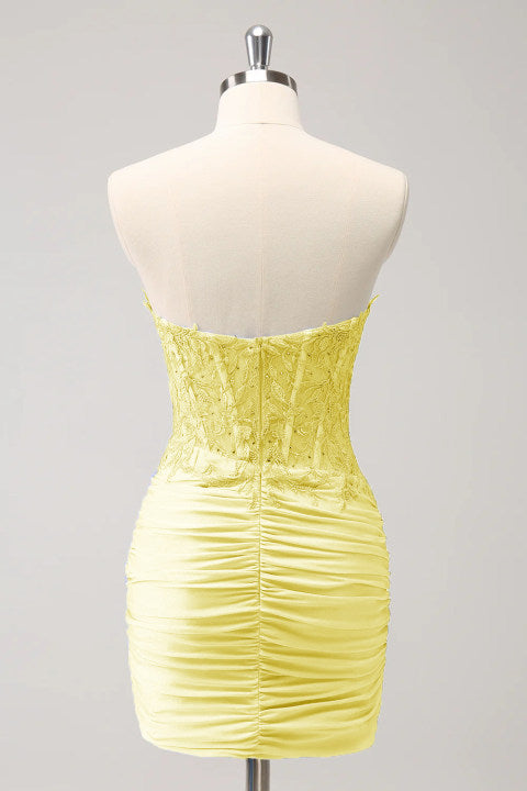 Fuchsia Sweetheart Corset Tight Homecoming Dress with Beading