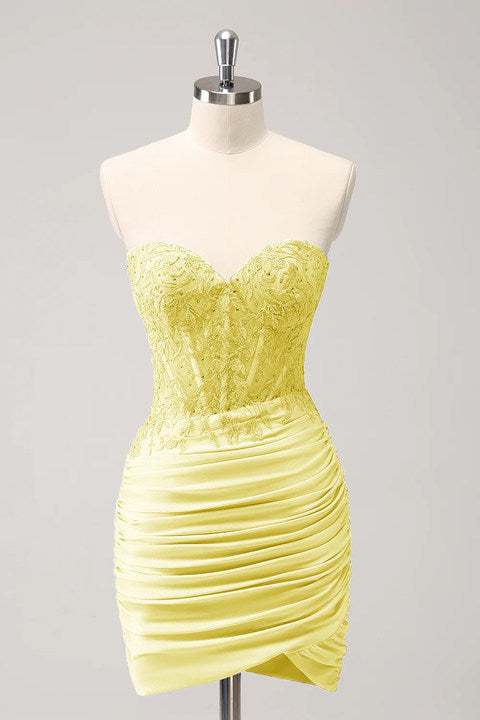 Fuchsia Sweetheart Corset Tight Homecoming Dress with Beading