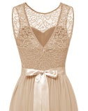 BeryLove Women's Long Floral Lace Bridesmaid Dress A-line Swing Formal Party Dress