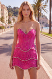Pink Bodycon Sweetheart Homecoming Dress with Beading