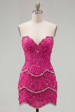 Pink Bodycon Sweetheart Homecoming Dress with Beading