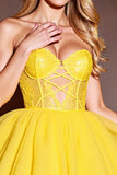 Yellow Strapless A Line Homecoming Dress