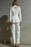 White Shawl Lapel 2-Piece Women Prom Suits with Beading