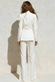 White 2-Piece Notched Lapel Women Business Casual Suits
