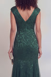 Jacquard Mermaid Sage Green V Neck Maxi Mother of the Bride Dress