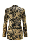 Sparkly Black Golden Notched Lapel 2 Piece Women Prom Suit