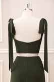 Olive A Line Sweetheart Spaghetti Straps Maxi Dress with Slit