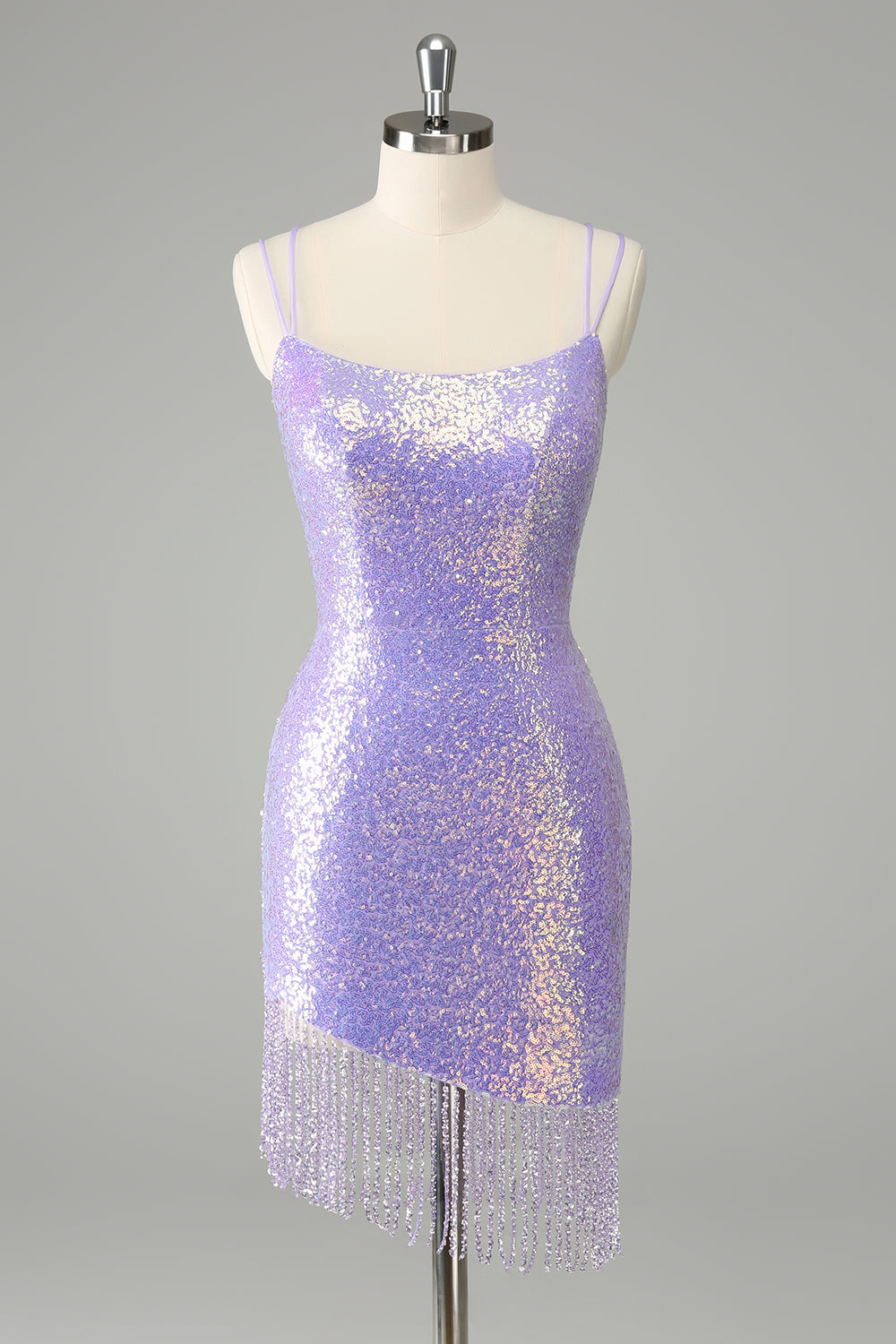 Berylove Women Sparkly Lilac Homecoming Dress with Tassels Bodycon Sequins Mini Cocktail Party Dress, Lilac / US24W Berylove Women Sparkly Lilac Homecoming Dress with Tassels Bodycon Sequins Mini Cocktail Party Dress, Lilac / US24W